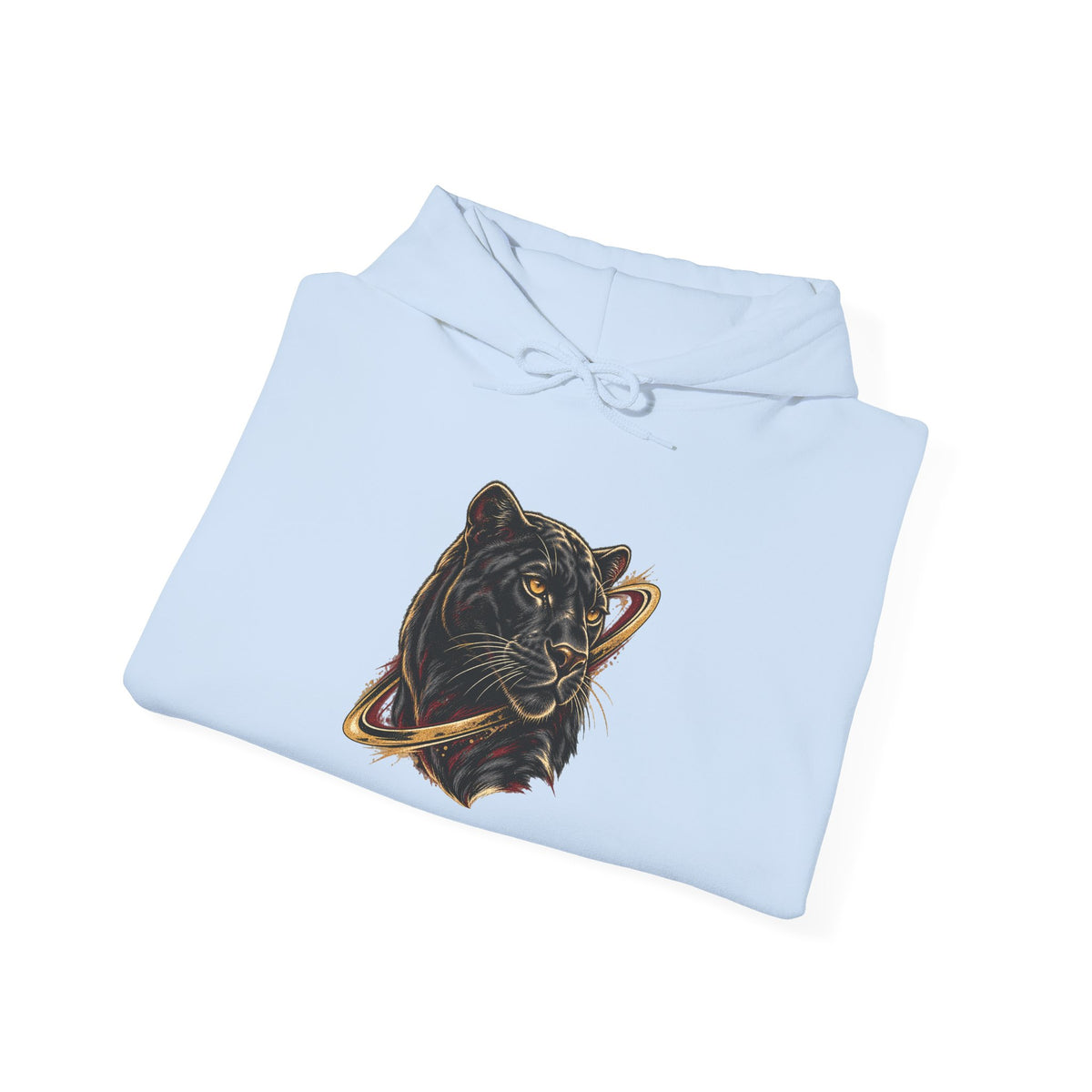 Light Blue Avrath graphic hooded sweatshirt, folded fabric and print detail