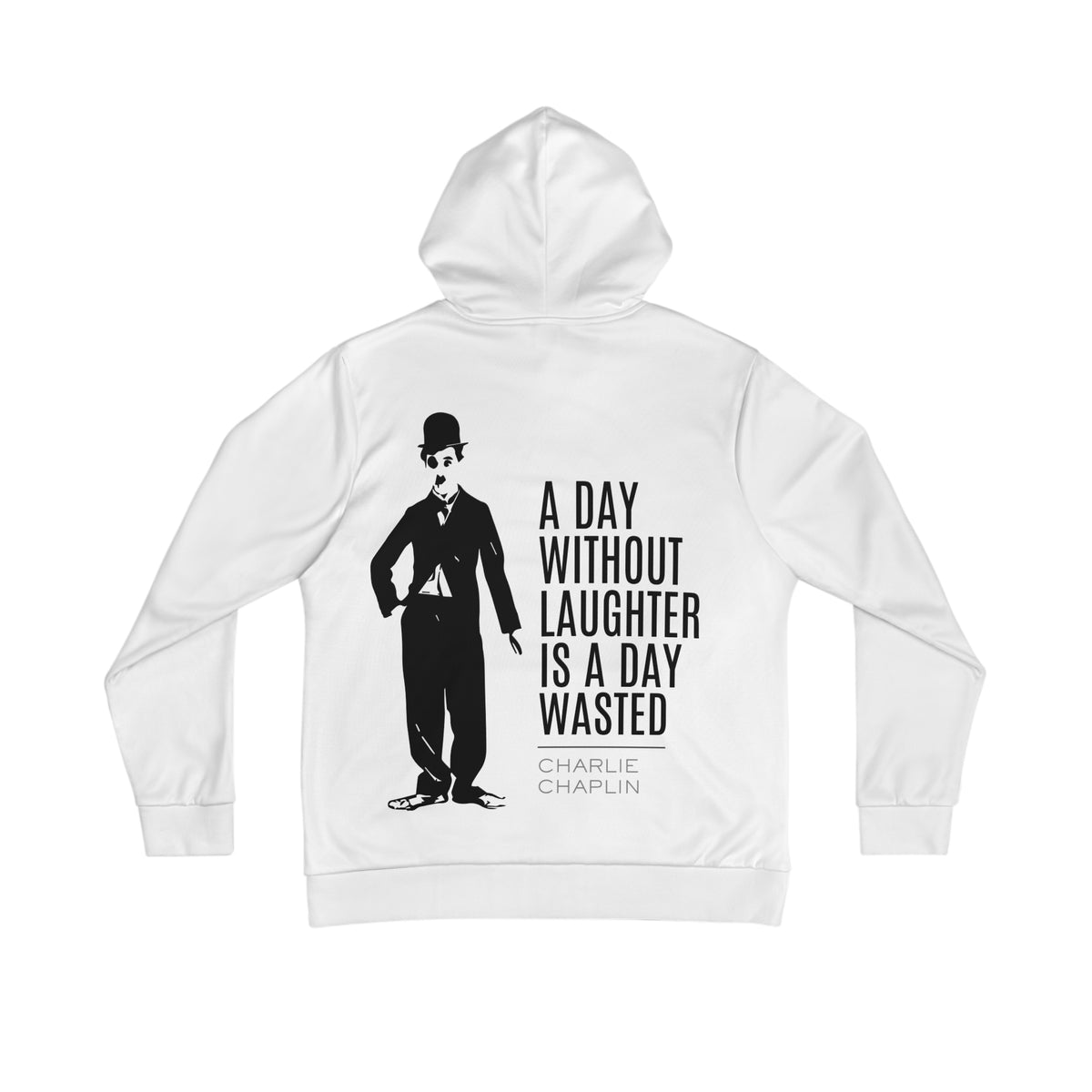 White Charlie Chaplin quote hoodie, back product view