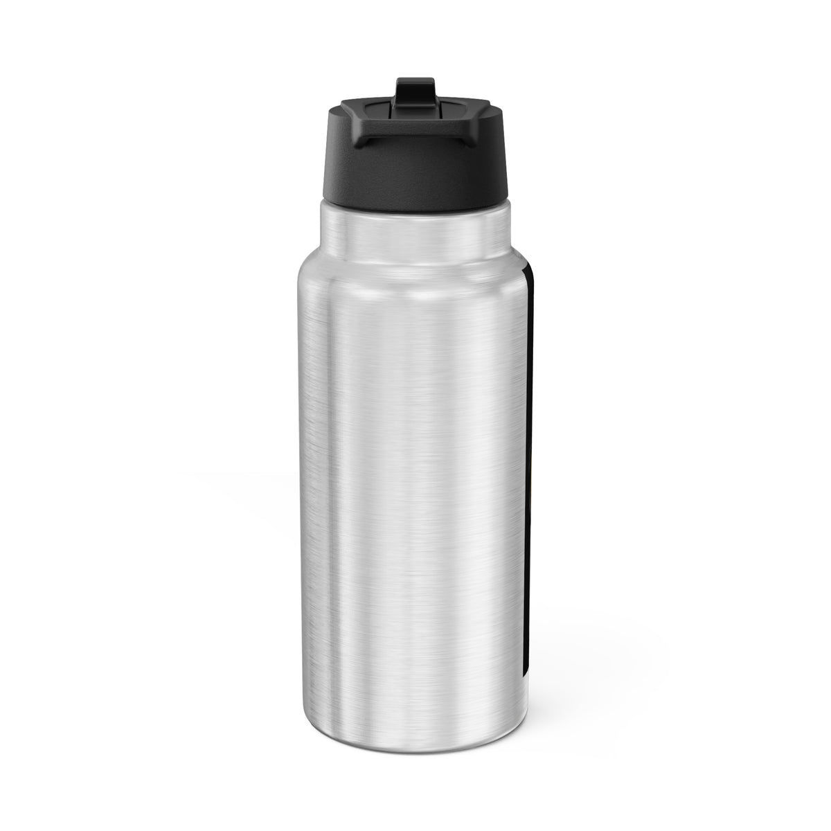 Silver 32oz motivational stainless steel tumbler, back view