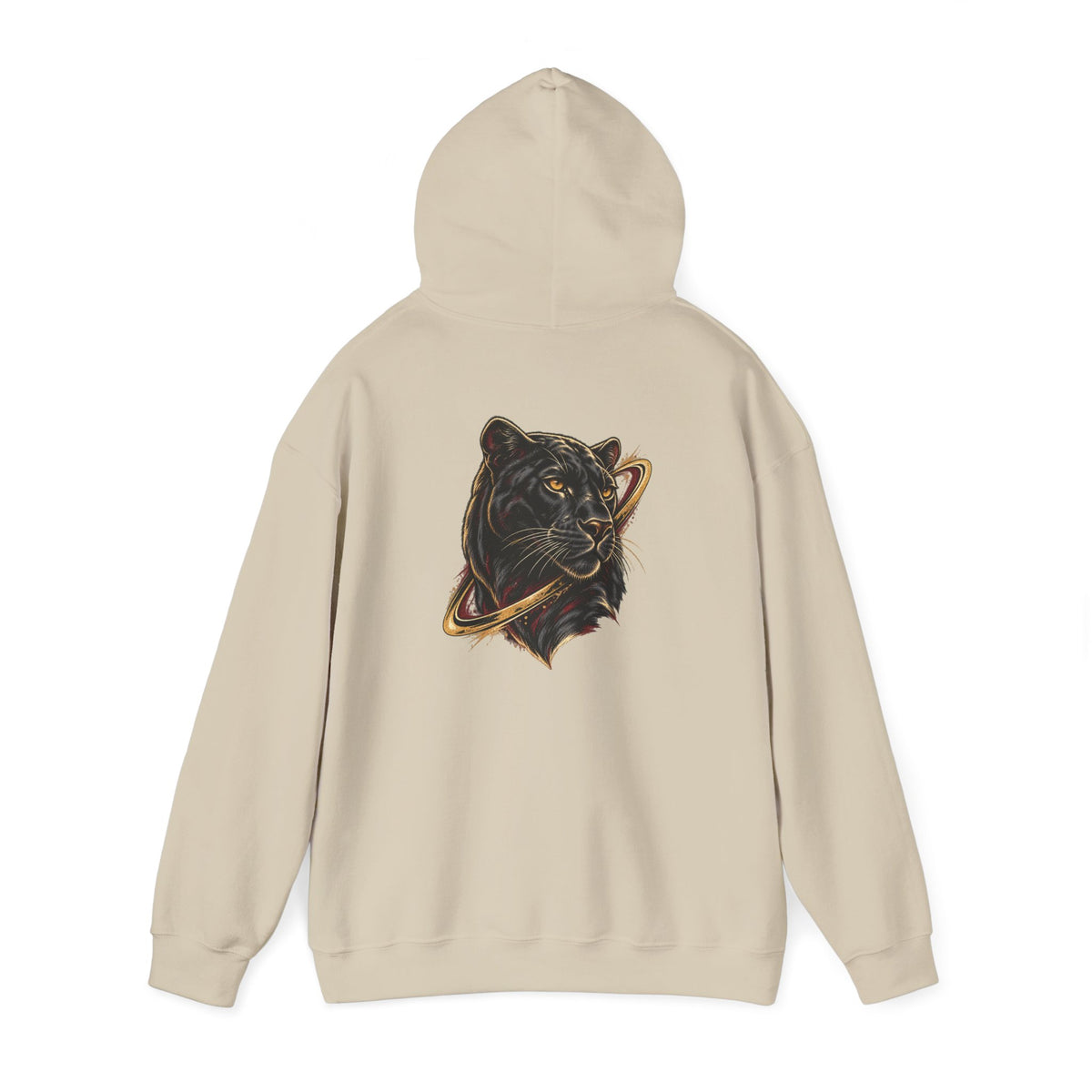 Sand Avrath graphic hooded sweatshirt, back angled view