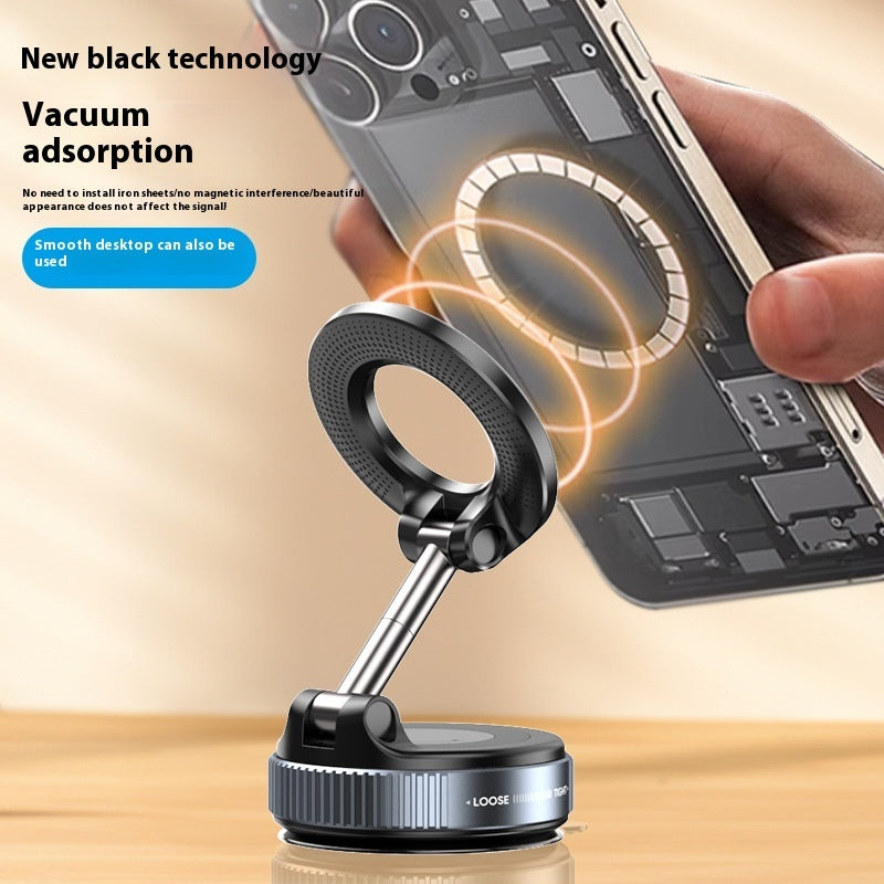 Vacuum magnetic phone holder attaching to a smartphone with a magnetic ring